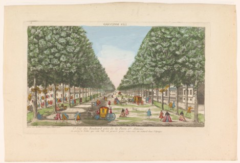 View of a boulevard in Paris seen from the Porte Saint-Antoine, 1759-c.1796. Creators: Louis-Joseph Mondhare, Anon.