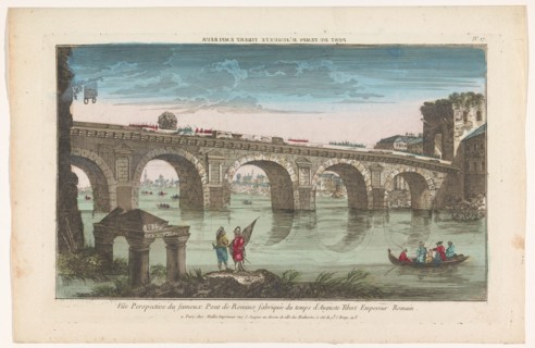 View of the Tiberius bridge over the river Marecchia in Rimini, before 1744-after 1760. Creator: Anon.