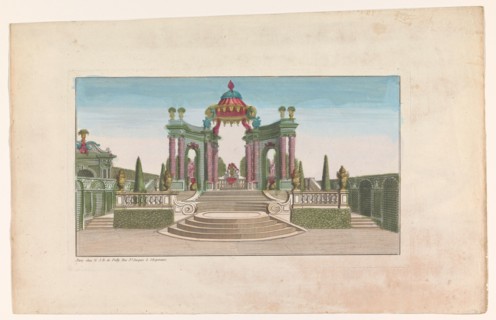 View of an arbour with stairs in a garden, 1722-after 1758. Creator: Unknown.