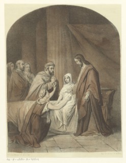 The raising of Jairus' daughter 1847-1849.  Creator: Petrus Theodorus van Wijngaerdt.