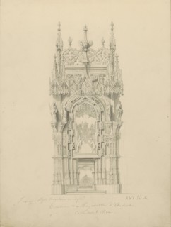 Tomb of Margaret of Austria in the church of Saint Nicholas of Tolentino in Brou, c.1850.  Creator: Petrus Josephus Hubertus Cuypers.