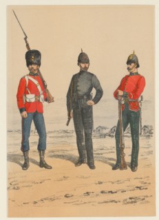 Three British soldiers, 1875-1925. Creator: Richard Simkin.