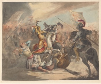 Battle with knights, 1842-1850. Creator: Roeland Christiaan Korthals.