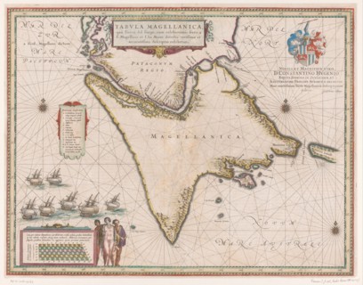 Map of the Strait of Magellan, 1635-1664. Creator: Willem Blaeu.