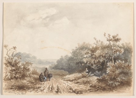 Landscape with a family, a sheep and a dog, 1842. Creator: Willem Valter.