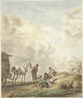 Harvest scene, 1795. Creator: Abraham Delfos.