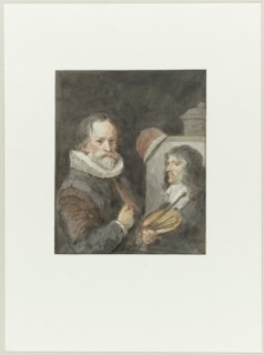 Portrait of Michiel van Mierevelt, holding Jacob Willemsz. Delff painting, 1792. Creator: Aert Schouman.