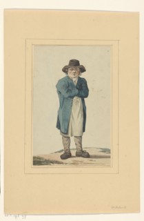 Standing man in blue jacket, 1700-1800. Creator: Anon.