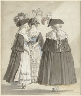 Three women in Roman masquerade costumes, 1790. Creator: Daniel Dupré.