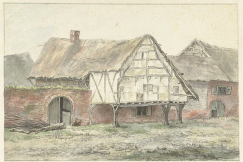 Farm with a wall, 1755-1818. Creator: Egbert van Drielst.