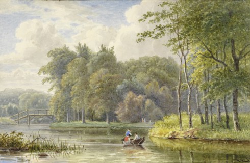 Landscape with figures in a rowing boat, 1792-1861. Creator: Georgius Jacobus Johannes van Os.