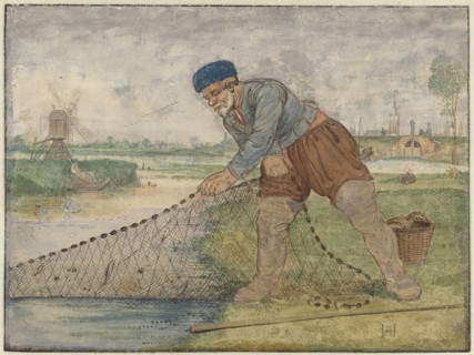 A Fisherman Hauling in his Net, c.1625-c.1630. Creator: Hendrick Avercamp.