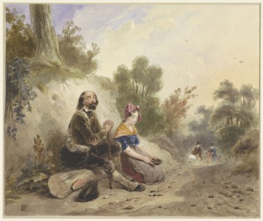 Blind man with girl, begging on the side of a country road, 1803-1861. Creator: Jakob Josef Eeckhout.