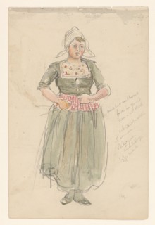 Standing girl in traditional costume, 1868-1933. Creator: Jan Hoynck van Papendrecht.
