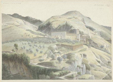 Landscape with monastery at Subiaco, 1778-1847. Creator: Josephus Augustus Knip.