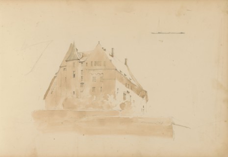 Building with a tower, 1820-1896. Creator: Kasparus Karsen.
