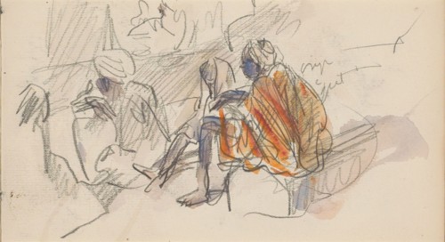 Seated Algerians, 1922.  Creator: Marius Bauer.