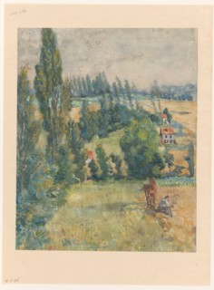 Landscape with a resting farmer with a horse, 1874-1918. Creator: Martinus van Andringa.