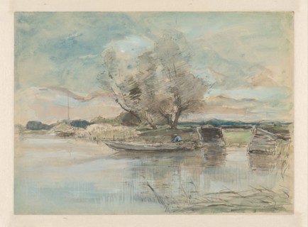 Rowboat at the waterfront, 1867-1931. Creator: Pieter H.J.J. Ras.