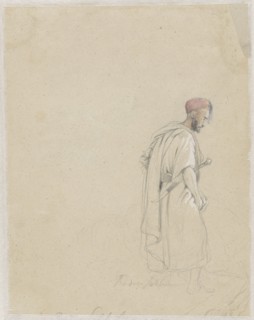 Figure study of a man with a turban and sword, 1824-1880. Creator: Raden Saleh.