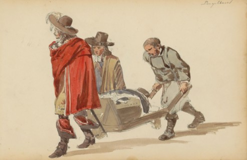 Group of figures in seventeenth century clothing, c.1846-c.1882. Creator: Cornelis Springer.