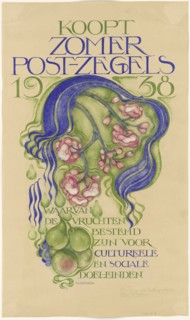 Design for a poster for the sale of summer stamps for the year 1938, c. 1938. Creator: Willem Arondeus.