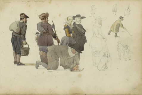 Figures in different poses, c. 1846-c. 1882. Creator: Cornelis Springer.