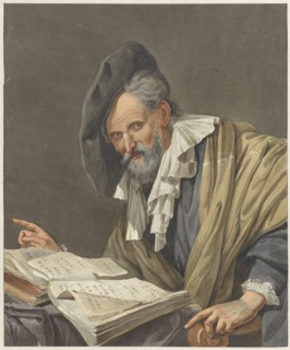 Man with beret and a book, 1798. Creator: R.M. Pruysenaar.