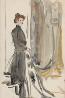 Standing woman with a piece of cloth, 1875-1934. Creator: Isaac Lazerus Israels.