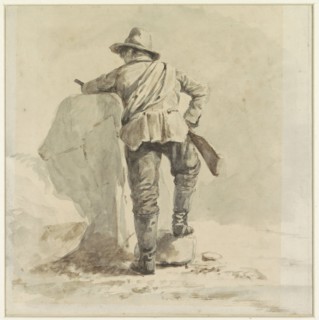 Resting boy, seen from the back, 1825-1893. Creator: Johann Bernard Klombeck.