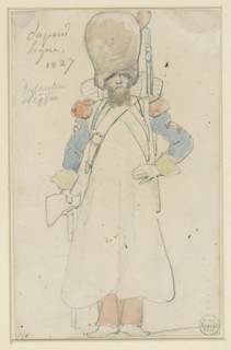 Sketch of military uniform, 1827. Creator: Auguste Raffet.