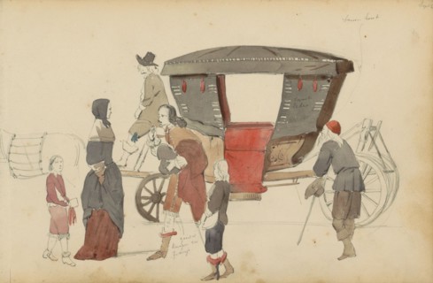 Figures and carriage, 1852.  Creator: Cornelis Springer.