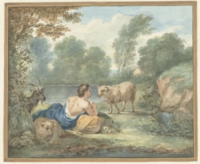 Shepherd with sheep in a landscape with a lake, 1781. Creator: Aert Schouman.
