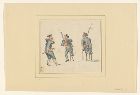 Three disabled soldiers, 1700-1800. Creator: Anon.