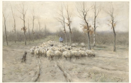 Sheep herd on the heathland near Laren, 1848-1888. Creator: Anton Mauve.