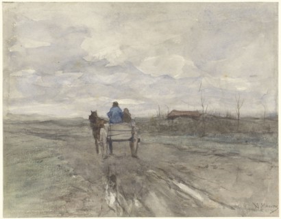 Farmer's cart on a country road, 1848-1888. Creator: Anton Mauve.
