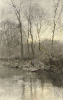 Edge of a forest on the water, 1848-1888. Creator: Anton Mauve.