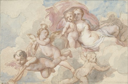 Venus with Amor and putti, 1710-1777. Creators: Charles-Joseph Natoire, Unknown.