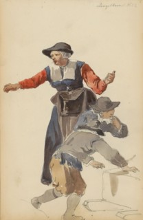Woman behind two boys, c. 1846-c. 1882. Creator: Cornelis Springer.