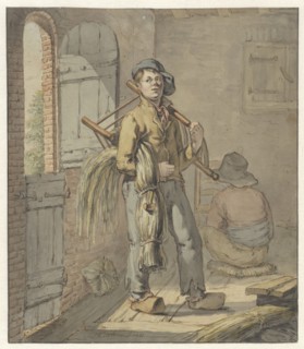 Weavers making rush chair-seats, 1811. Creator: Gerardus Laurentius Keultjes.