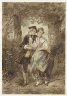 In love couple in the forest, 1832-1891. Creator: Herman Frederik Carel Ten Kate.
