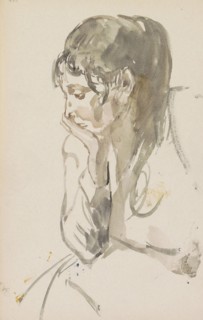 Seated woman with one hand under her chin, 1875-1934. Creator: Isaac Lazerus Israels.