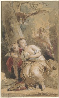 Callisto, Amor and Jupiter with the eagle, 1746. Creator: Jacob de Wit.