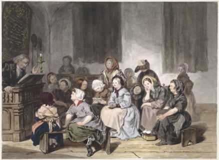Church service with girls, 1830-1889. Creator: Jan Fabius.