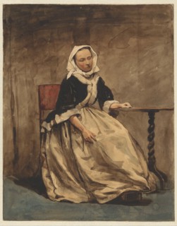 Seated woman next to a small table, 1832-1880. Creator: Jan Weissenbruch.