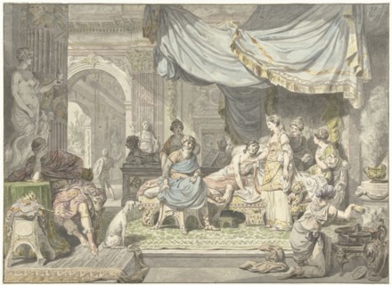 Antiochus tries to hide the love for his mother Stratonice, 1775. Creator: Jean Grandjean.