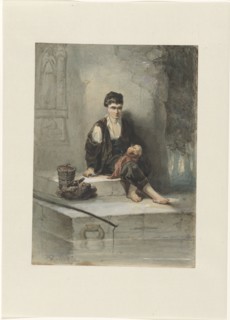 Fisherboy with his meal, 1834-1911. Creator: Jozef Israels.