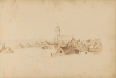 View of Katwijk aan Zee with the Andreaskerk (or Old Church), 1820-1896. Creator: Kasparus Karsen.
