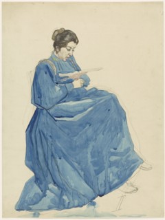 Seated woman reading, 1874-1918. Creator: Martinus van Andringa.