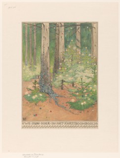 Forest with decorated and illuminated Christmas trees, 1898. Creator: Willem Wenckebach.